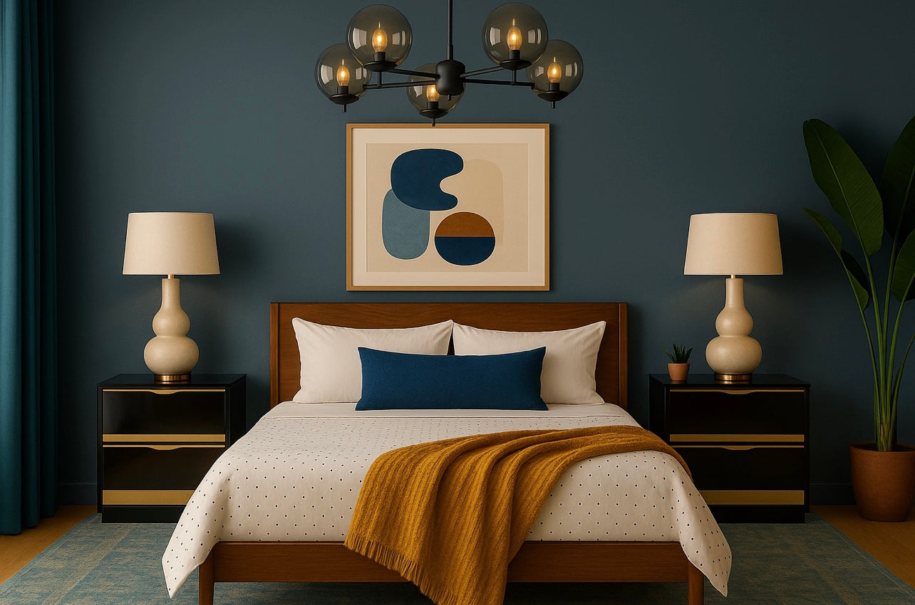 Vintage Postmodern Black Lacquer & Gold Nightstands – Hollywood Regency Style